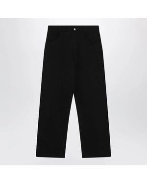 MM6 by Maison Margiela Wideleg Cotton Trousers With Embroidered Logo - Black
