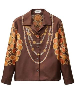 Versace Printed Silk Shirt - Brown