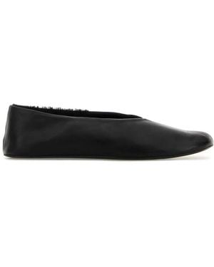 The Row Leather Stella Ballerinas - Black