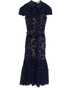 Self-Portrait Prairie Guipure Lace Midi Dress in Black | Lyst