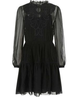 Alberta Ferretti Chiffon Mini Dress - Black