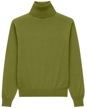 Saint Laurent Cashmere, Wool And Silk Turtleneck Pullover - Green