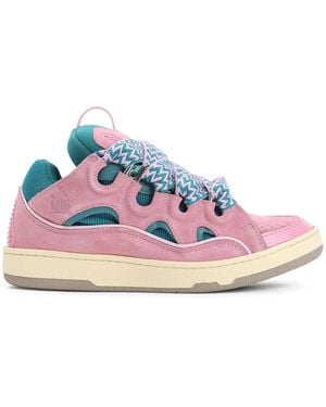Lanvin And Curb Calf Leather Trainers - Blue
