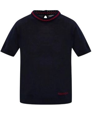 Moncler Marine Stripe Sweater With Neck - Blue