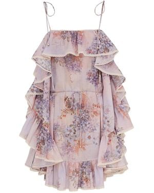 Zimmermann Mini Dress With Ruffles "Cascadian" - Pink