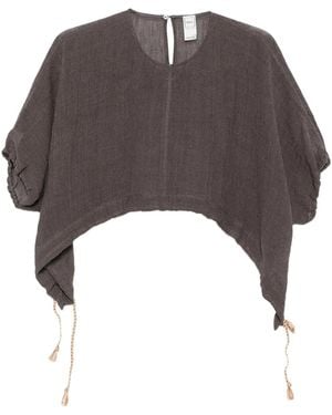 120% Lino Short-Sleeved Blouse - Grey
