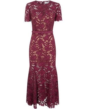 Self-Portrait Lace Midi Dress - Purple