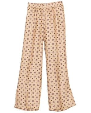 Alberto Biani Printed Silk Trousers - Natural