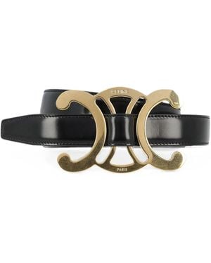 Celine Triomphe Core Leather Belt - White