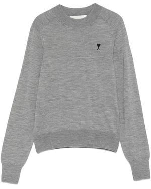 Ami Paris Ami De Coeur Wool Sweater - Gray