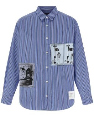Comme Des Garçons Homme Patch Striped Shirt - Blue