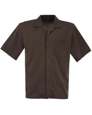 Herno Cotton Jersey Shirt With Chest Pocket - Brown