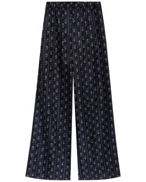 Tory Burch Jacquard Silk Pants - Blue