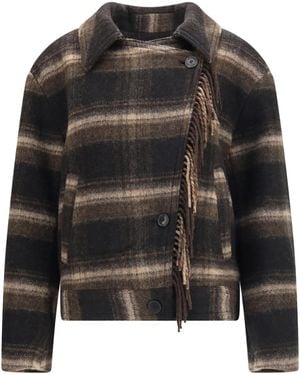 Isabel Marant Galeane Wool-Blend Short Coat Jacket - Black