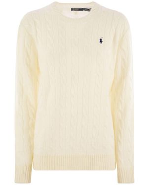 Polo Ralph Lauren Plaited Wool And Cashmere Crew-Neck - Natural
