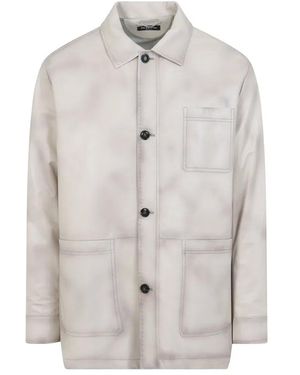 Kiton Lamb Leather Jacket - Grey