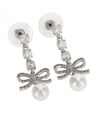 Self-Portrait Self Portrait 'Bow Crystal Charm' Earrings - White