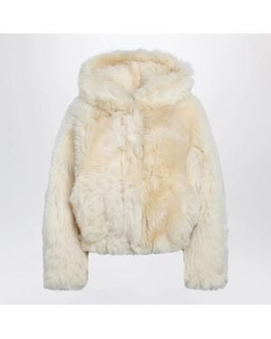 Blancha Lemon Hooded Fur Jacket - White