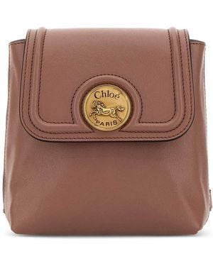 Chloé Antiqued Leather Horse Medal Backpack - Brown
