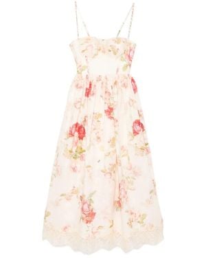 Zimmermann Roselight Picnic Midi Dress - Pink