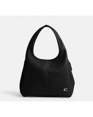 COACH Polished Pebble Leather Lana Shoulder Ba - Black