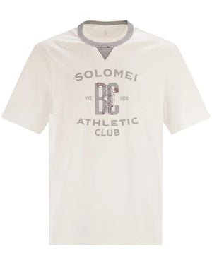 Brunello Cucinelli Cotton Jersey T-Shirt With Print - White