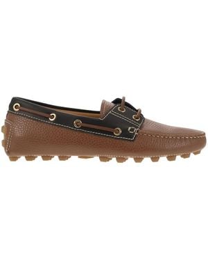 Tod's Leather Boat Bubble Grommet - Brown