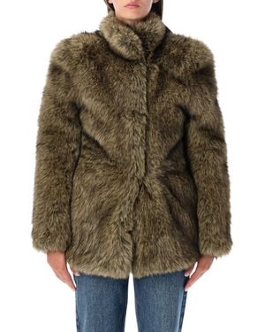 Frankie Shop Denia Fur Coat - Green