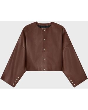 Celine Stud-Embellished Cropped Jacket - Brown