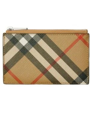 Burberry Printed Canvas Check Card Holder - Metallic