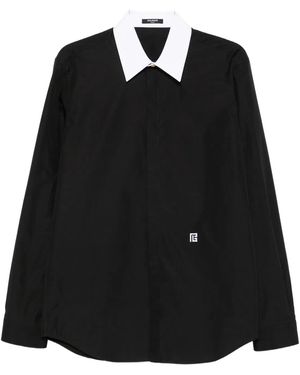 Balmain Cotton Ls Long-Sleeve Shirt - Black