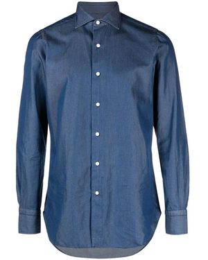 Finamore 1925 Regular Fit Denim Shirt - Blue