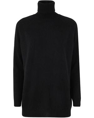 Drumohr Oversized Turtle Neck Side Splits Detail - Black