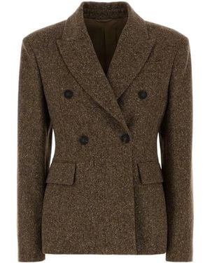 Brunello Cucinelli Melange Wool Blend Blazer - Brown