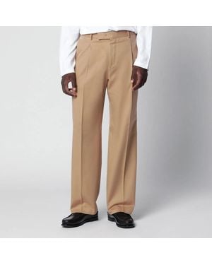 PT01 Ropecolored Cotton And Wool Trousers - Natural