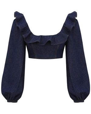 Zimmermann Aster Ruffled Top - Blue