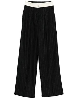 forte_forte Pinstriped Sartorial Trousers With Con - Black