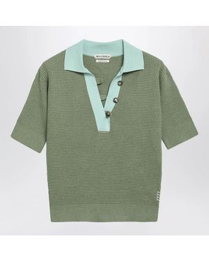 JW Anderson Waffle-Knit Short-Sleeve Polo Shirt - Green