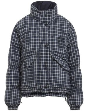 Miu Miu Blu Bianco Reversible Checked Down Jacket - Blue