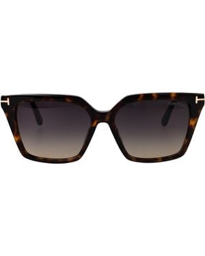 Tom Ford Avana Scura Fumo Grad Acetate Sunglasses - Black