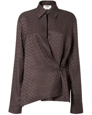 Fendi Silk Ff Jacquard Shirt - Brown