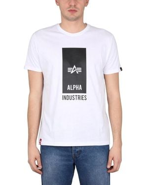 Alpha Industries Logo Print T Shirt - White