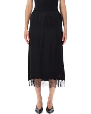 Anine Bing Shelby Satin Midi Skirt - Black