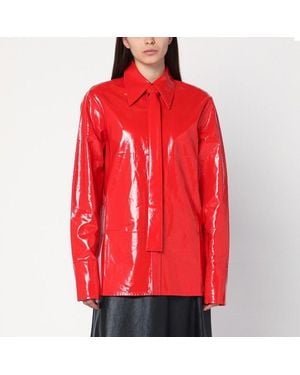 Jil Sander Shiny Linen Shirt With Tie - Red