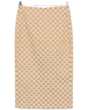 Gucci Gg Cotton Midi Skirt - Natural