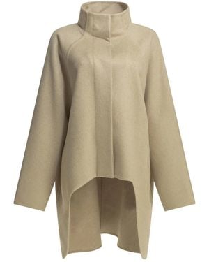 Alaïa Alaia Long Asymmetrical Cashmere Coat - Natural