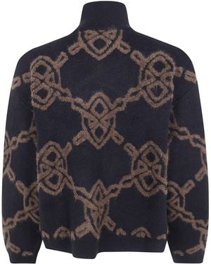 Daily Paper Shield Knit Zip Up Jumper - Blue
