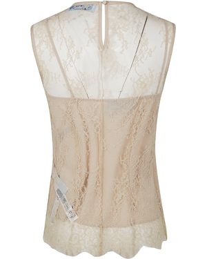 Blugirl Blumarine Lace Wflowers Patch Top - Natural