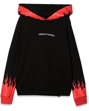 Vision Of Super Hoodie With Flames - Red