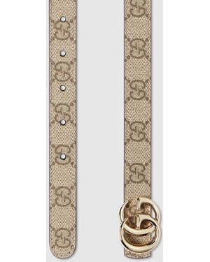 Gucci Reversible Gg Marmont Skinny Belt - Metallic